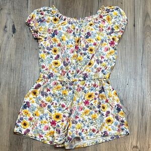Old Navy Girl’s Floral Print Romper with Yellow and Purple Flowers